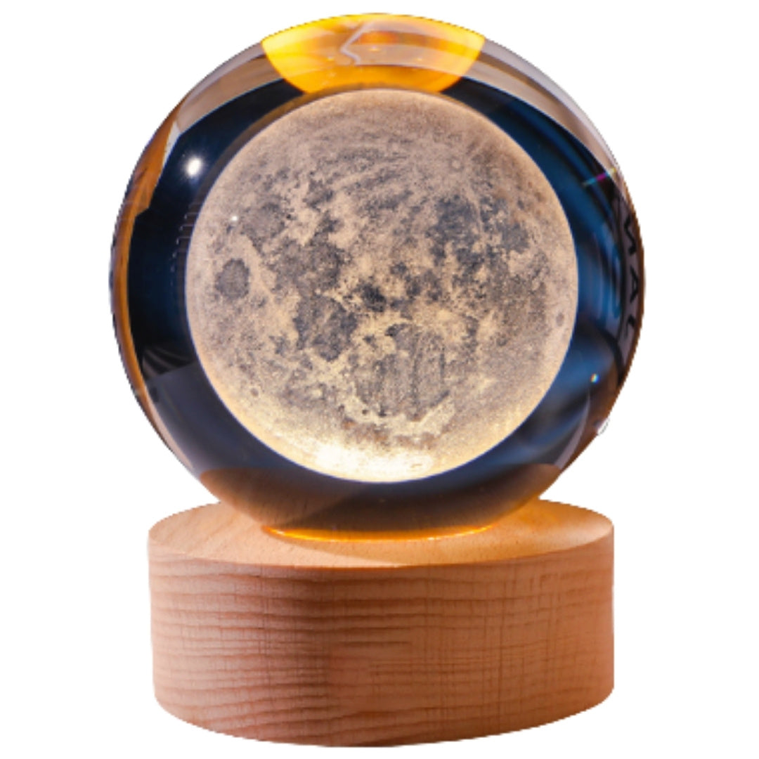 3D-Glaskugel Mond- LED-USB-Nachtlampe - Schreibtisch-Gadget
- KKS
