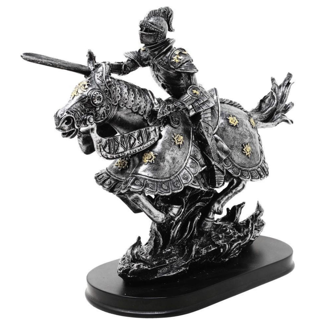 Figur Ritter auf Pferd 31cm – Polyresin, handbemalt – MC-23152