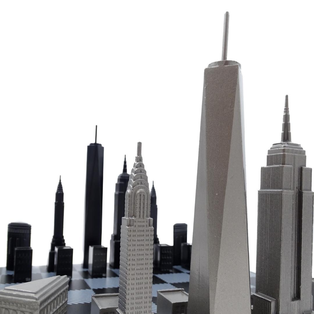 Designer-Schach Skyline New York aus Edelstahl – NY