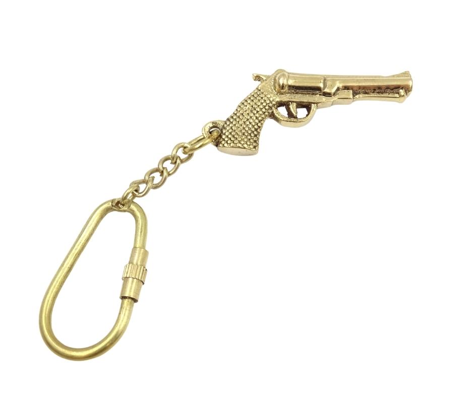 Messing-Schlüsselanhänger Revolver in eleganter Schachtel - Gadget für Western-Fans – KRT19A