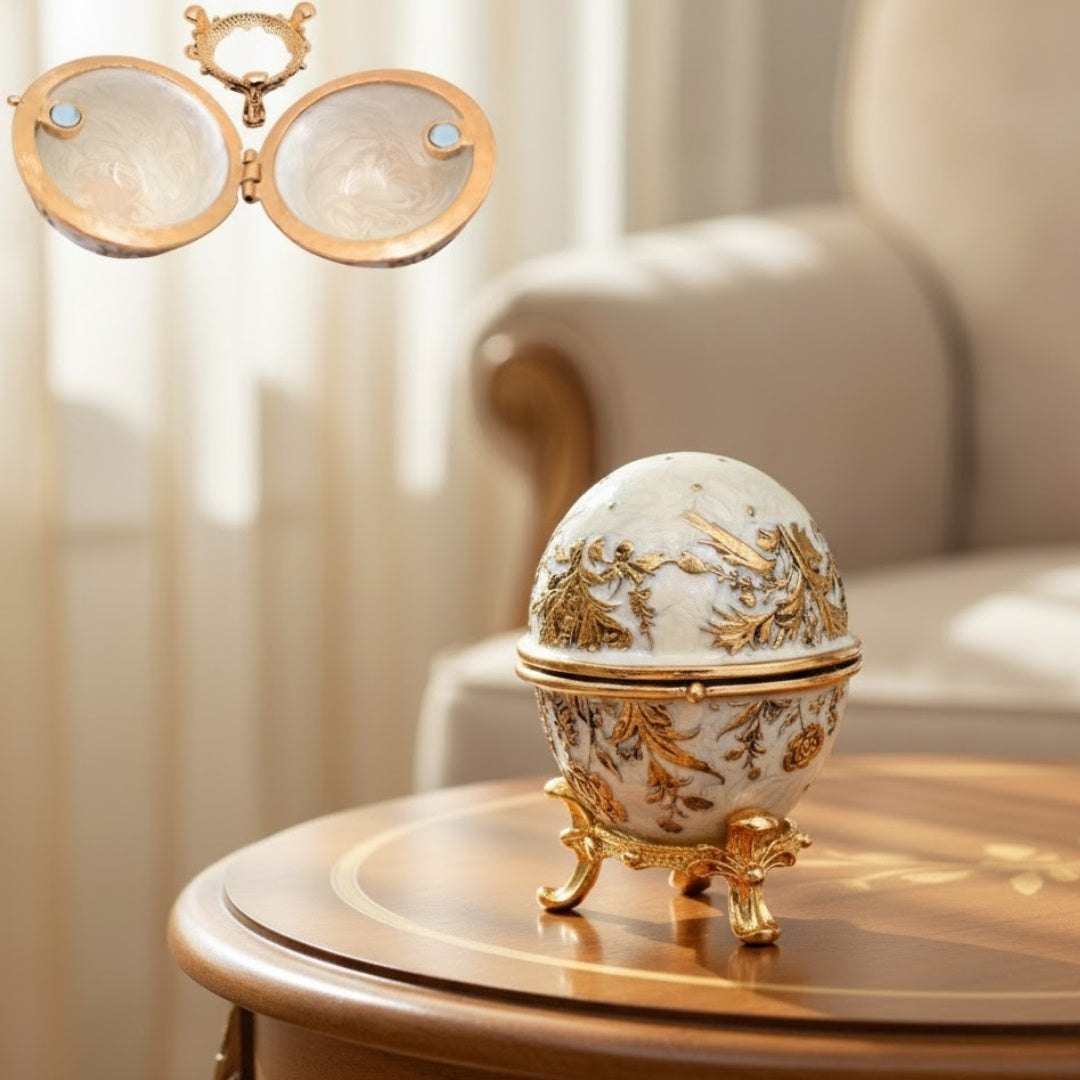 Exklusive Schatulle Fabergé-Ei aus Metall mit Kristallen - B0794-00