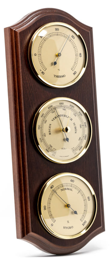 Fischer-Wetterstation - Barometer Hygrometer Thermometer - Messing Holz - 9176-22