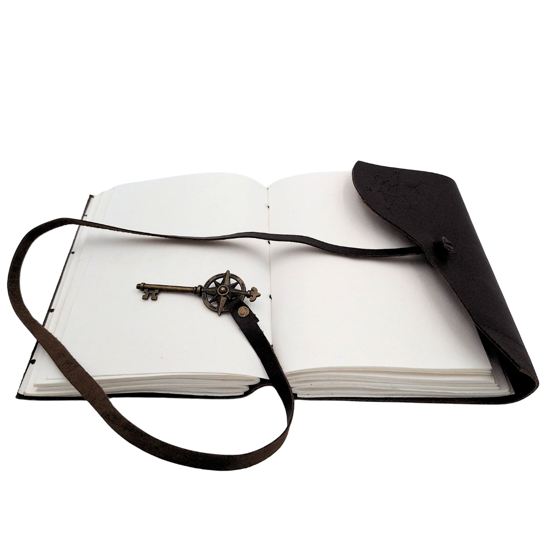 Retro-Leder-Notizbuch Windrose, 200 Seiten - Geschenk für einen Segler - AH03