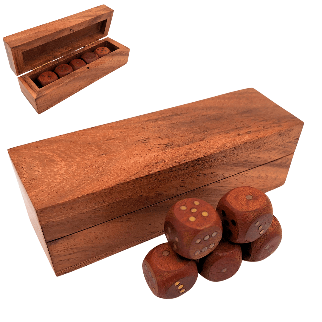 Wooden Dice in an Oblong Wooden Box - DNU-006