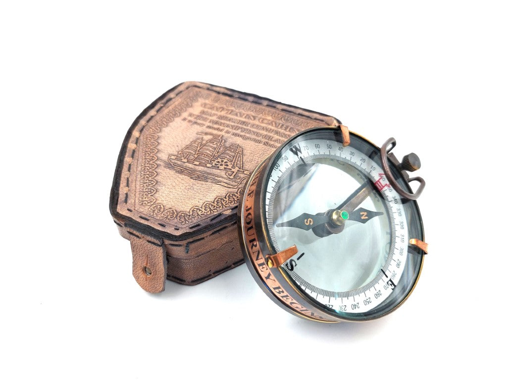 Magnetkompass - Map Reader im Lederetui – Retro-Gadget - NC2929