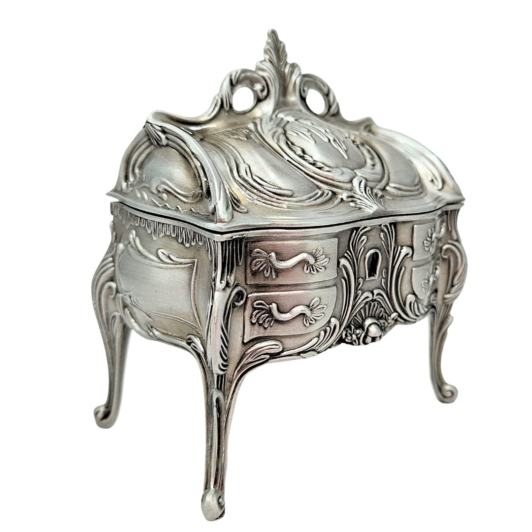 Metallene Schmuckschatulle Silber Retro - 2056M
