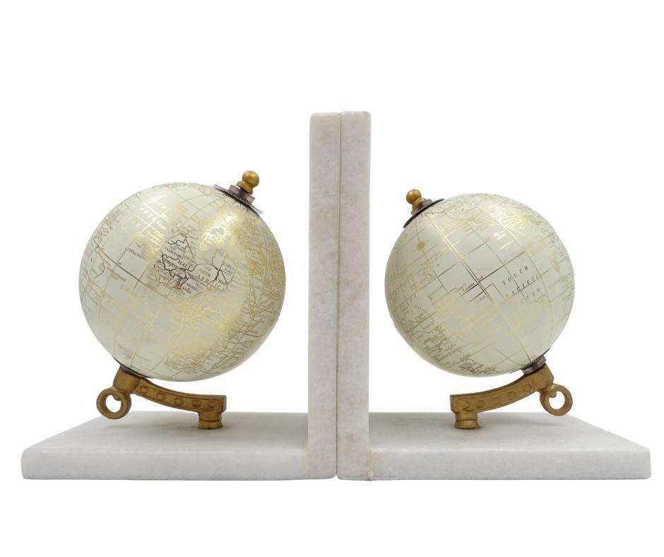 Serre-livres en marbre Globes GLB-85 avec gravure