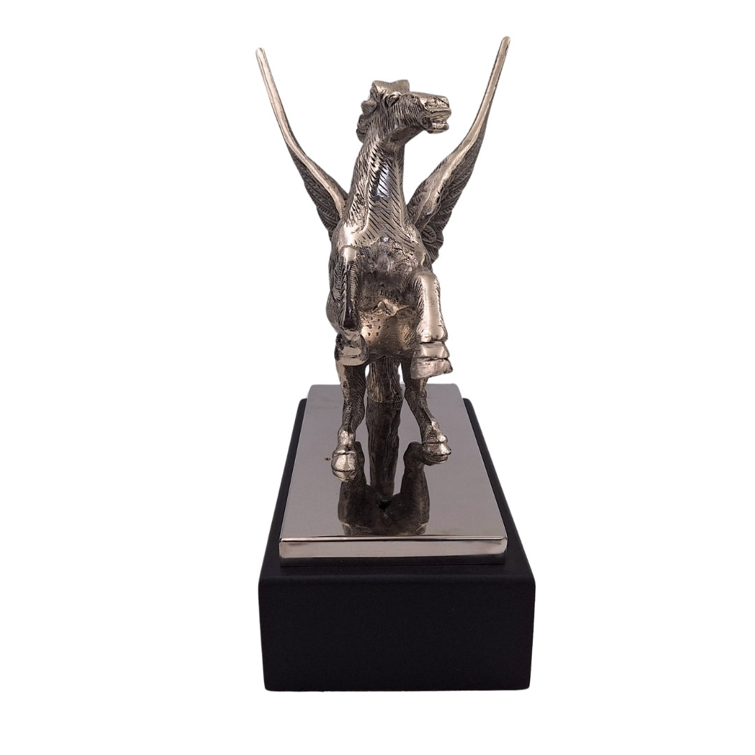 Pegasus - dekorative Aluminiumfigur auf Stahl-Holz-Sockel - NI9935