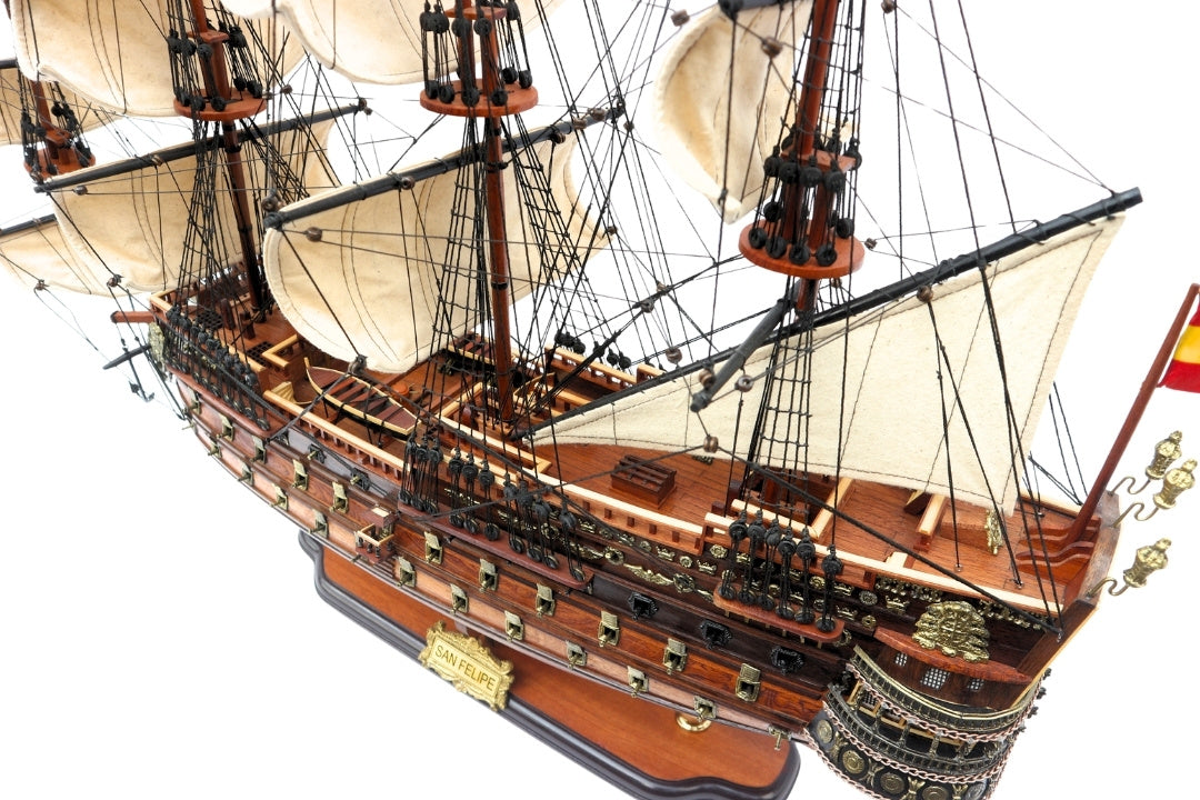 Segelschiffmodell des Schiffs San Felipe 80cm, Möglichkeit zur Personalisierung durch Gravur