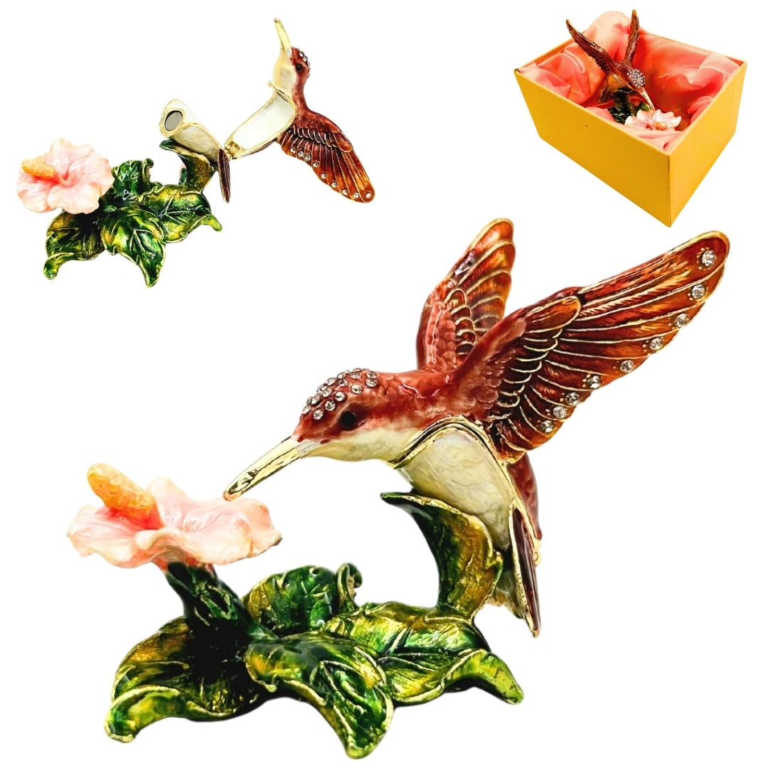 Exklusive kleine Schmuckschatulle mit Kristallen verziert – Kolibri – HX357