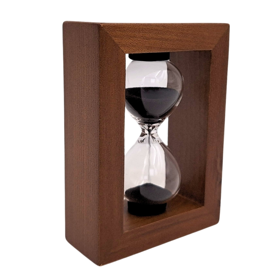 3-Minuten-Sanduhr im Holzrahmen - elegante Dekoration – M123