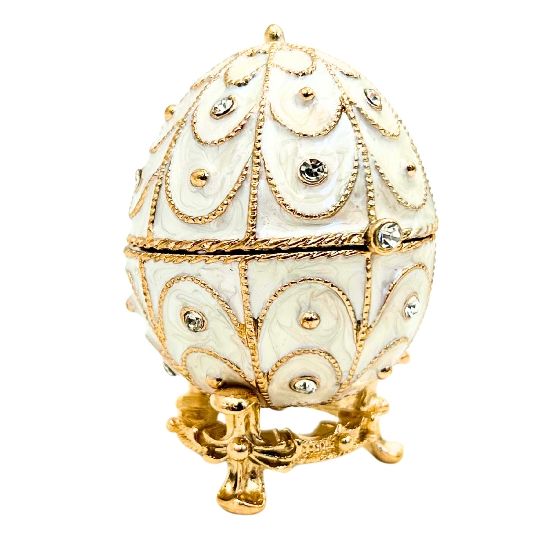Exklusive Schatulle Fabergé-Ei aus Metall mit Kristallen - B0748-17WH