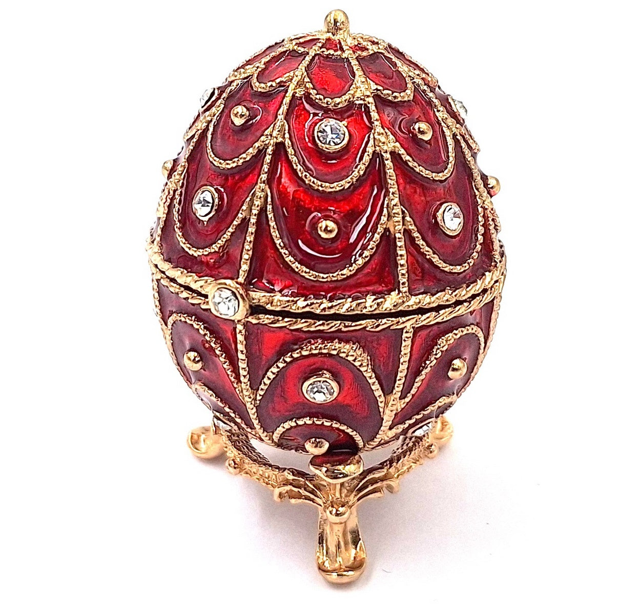 Exklusive kleine Metallschatulle mit Kristallen - Fabergé-Ei - B0748-17 RD