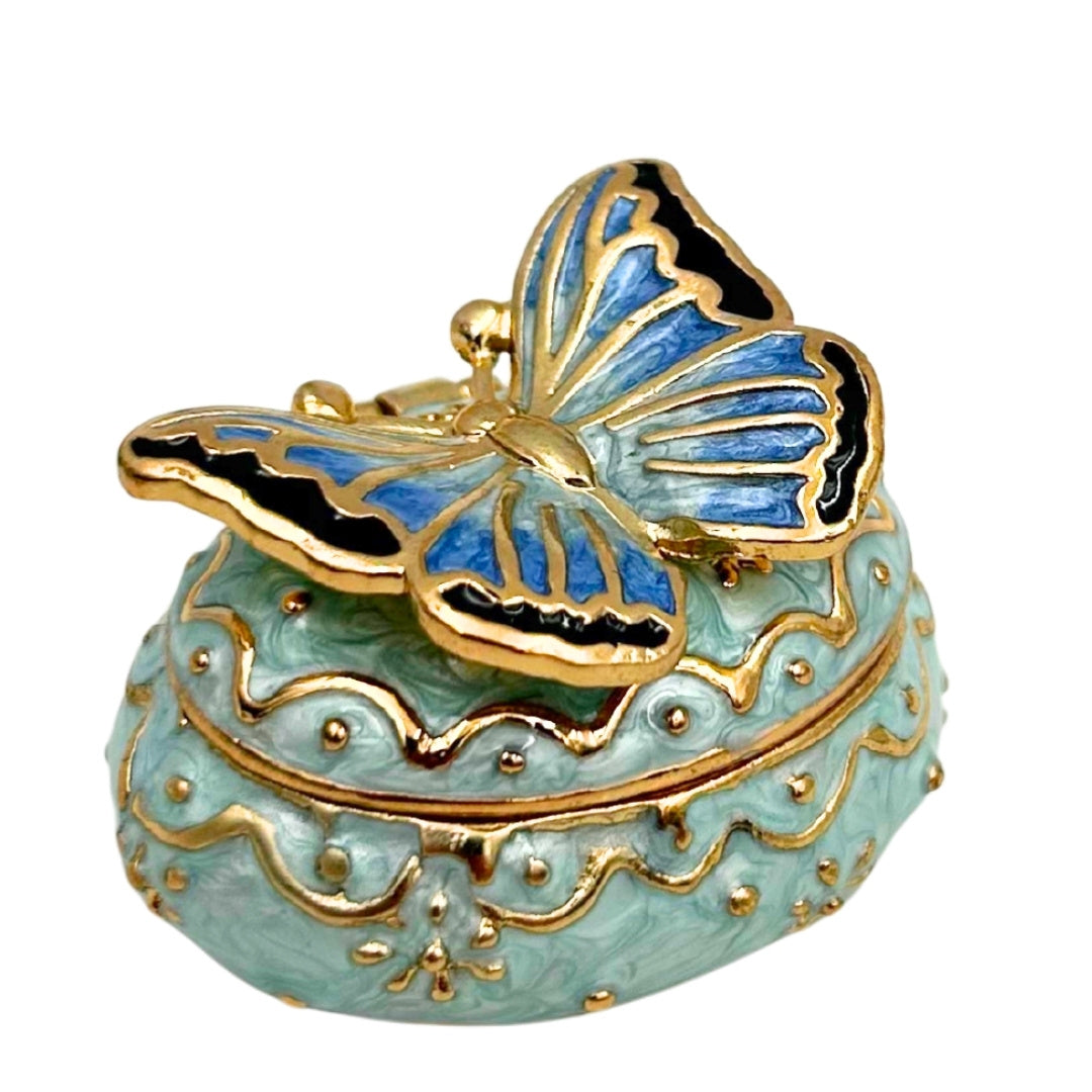 Exklusive Schmuckbox Schatulle - Schmetterling mit Kristallen - B0782-00BL