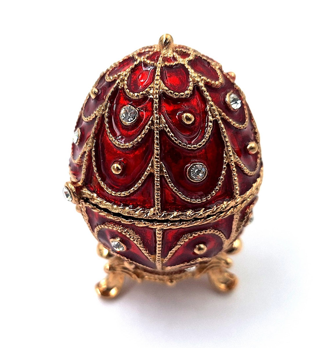 Exklusive kleine Metallschatulle mit Kristallen - Fabergé-Ei - B0748-17 RD