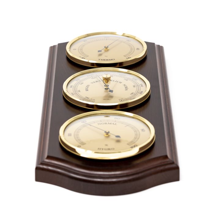 Fischer-Wetterstation - Barometer Hygrometer Thermometer - Messing Holz - 9176-22
