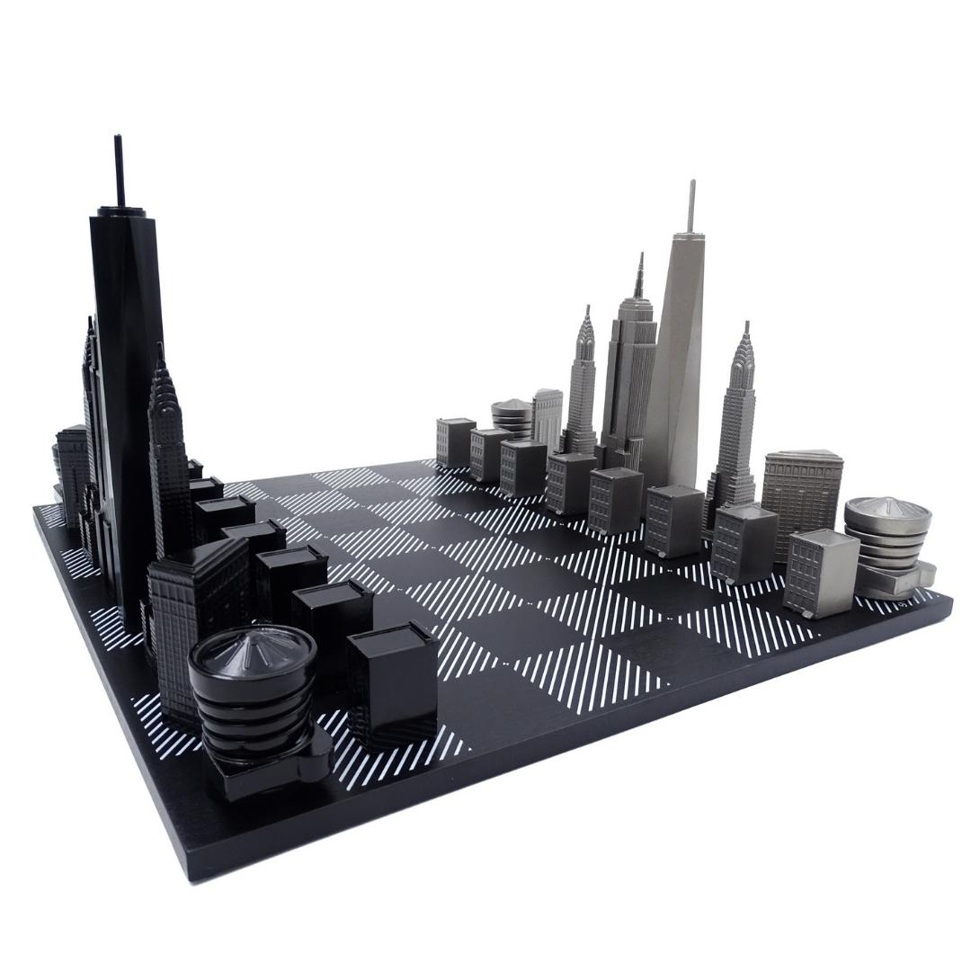Designer-Schach Skyline New York aus Edelstahl – NY