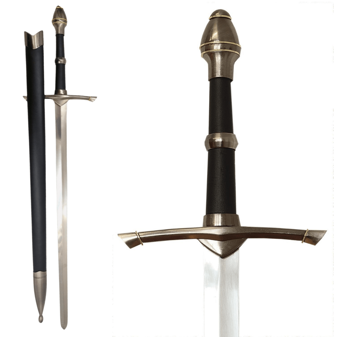 Épée de chevalier en acier avec fourreau de 105 cm – élégante réplique en acier inoxydable avec possibilité de gravure
