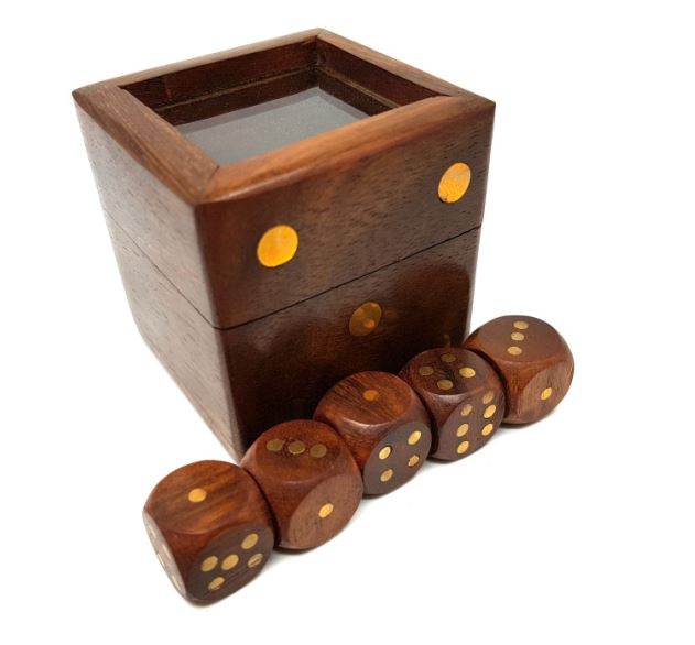 Würfelspiel in Holzschachtel mit Glasdeckel - G151G/AZ