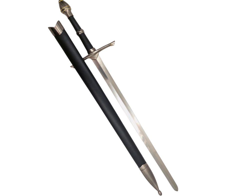 Épée de chevalier en acier avec fourreau de 105 cm – élégante réplique en acier inoxydable avec possibilité de gravure