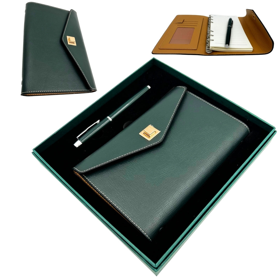 Elegantes Geschenkset - Ledernotizbuch mit Kugelschreiber in Geschenkbox – Premium – EE8