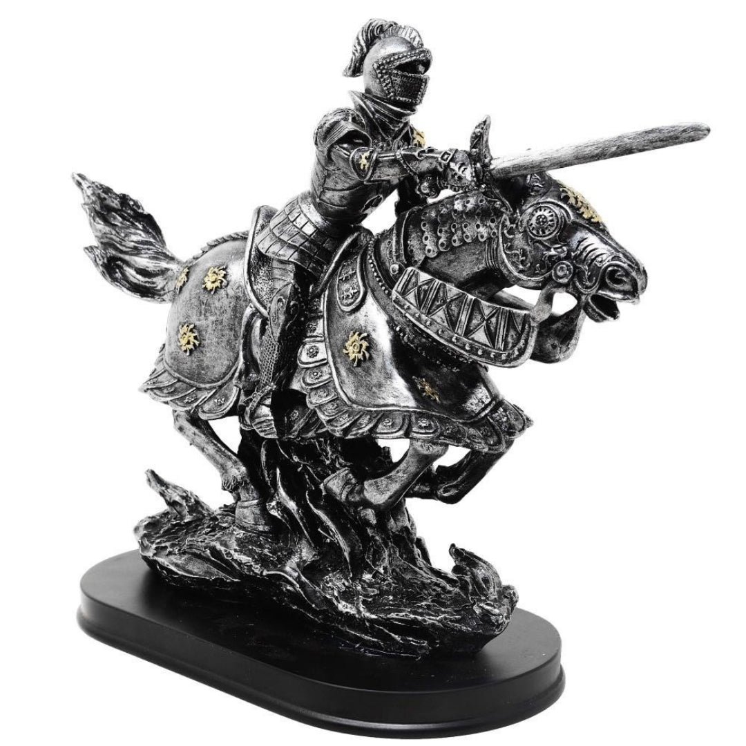 Figur Ritter auf Pferd 31cm – Polyresin, handbemalt – MC-23152