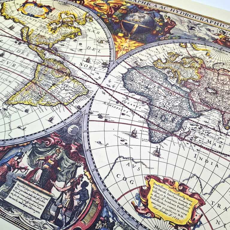 Weltkarte 1630 - J. Hondius Reprint - M1630 - Geschenk für Historiker