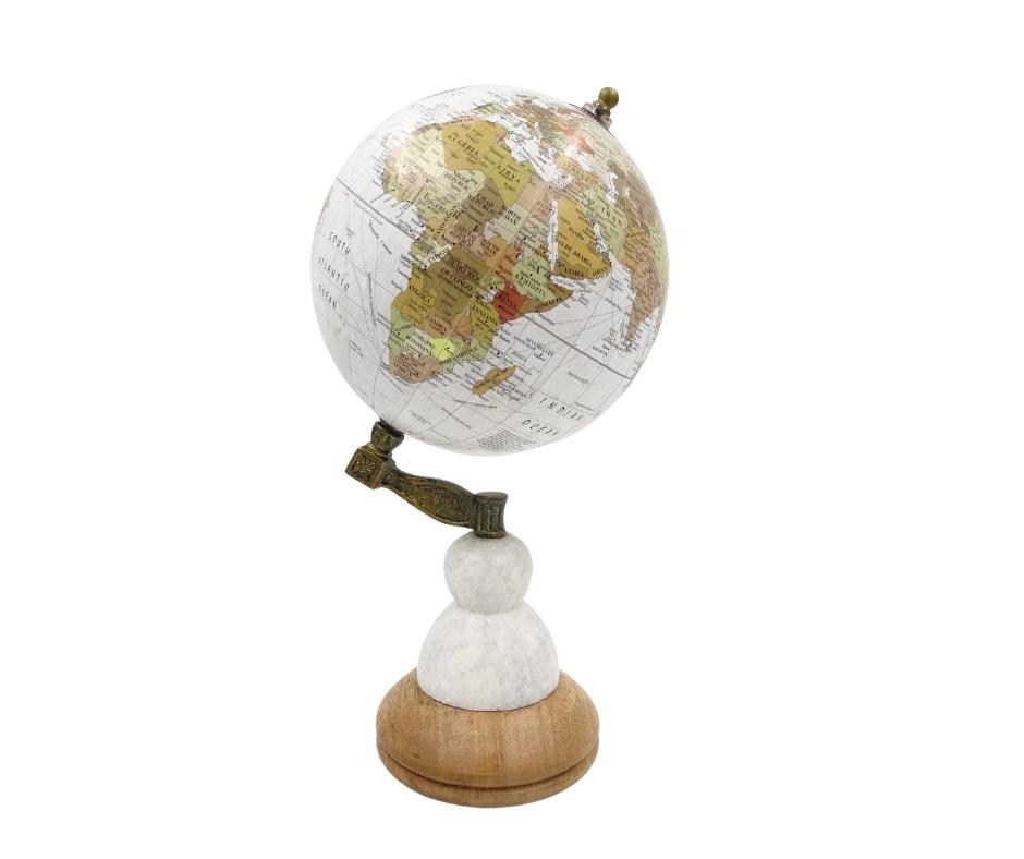 Dekorativer Globus Voyager auf Marmor-Holz-Sockel – GLB-108