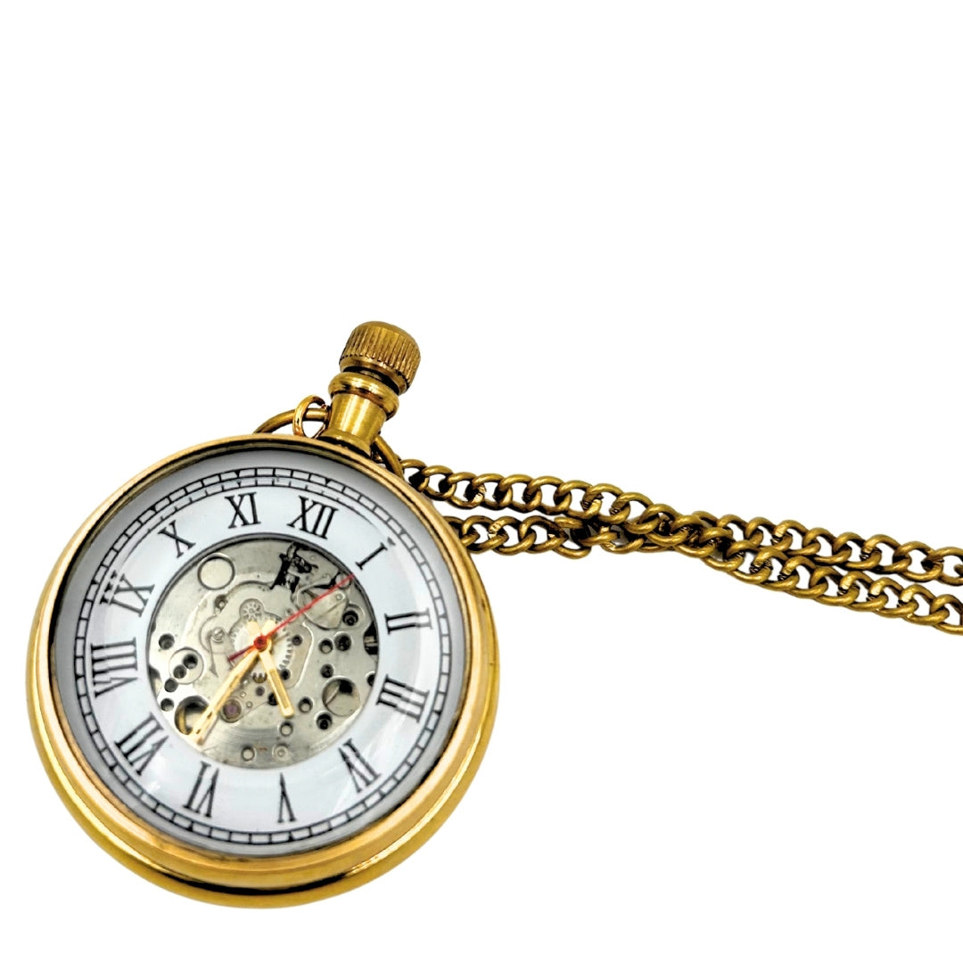 Mechanische Retro-Taschenuhr – mit Kette – WDMA
