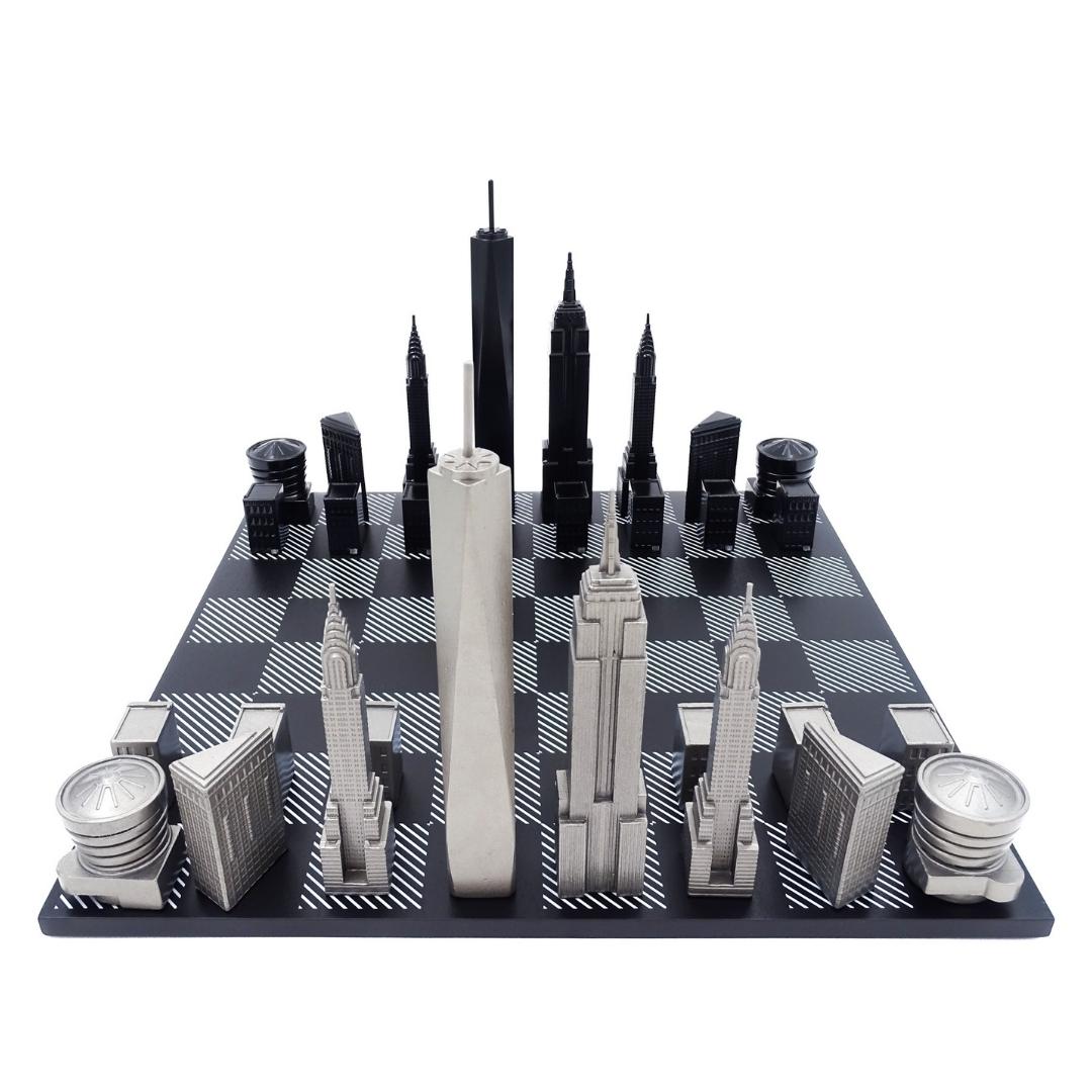 Designer-Schach Skyline New York aus Edelstahl – NY