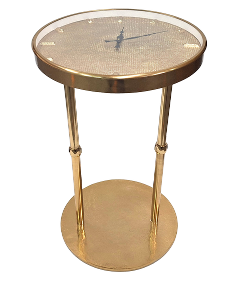 Goldener Glamour-Metalltisch mit Uhr – schöne Dekoration – 1056A
