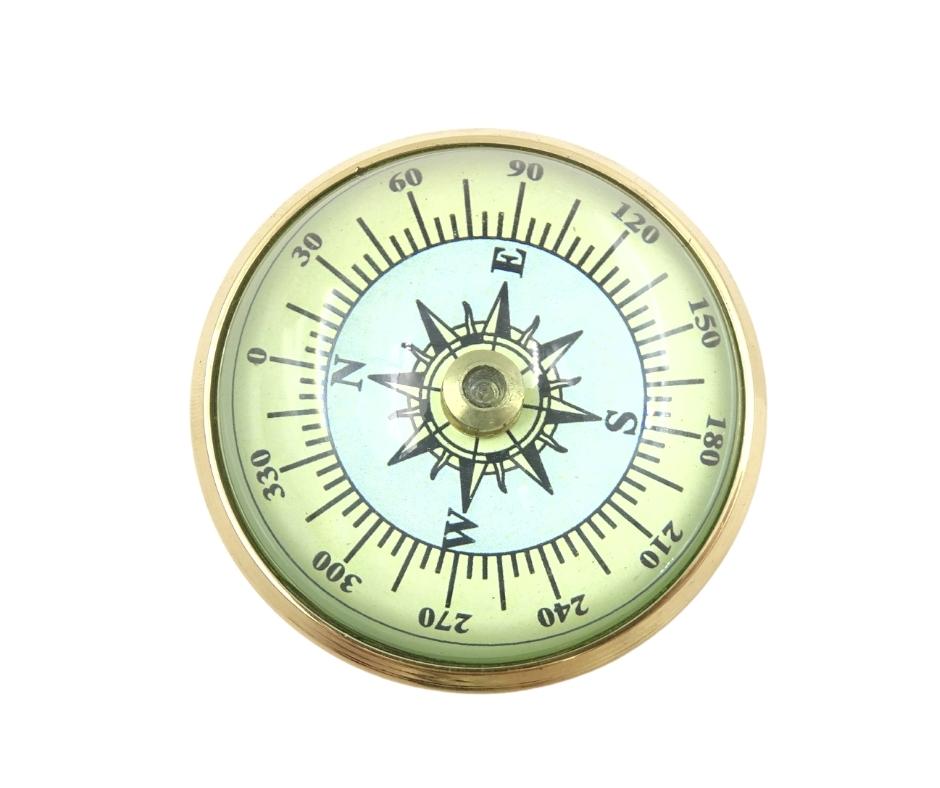 Brass Lens Compass CLEB in a Wooden Box with Engraving