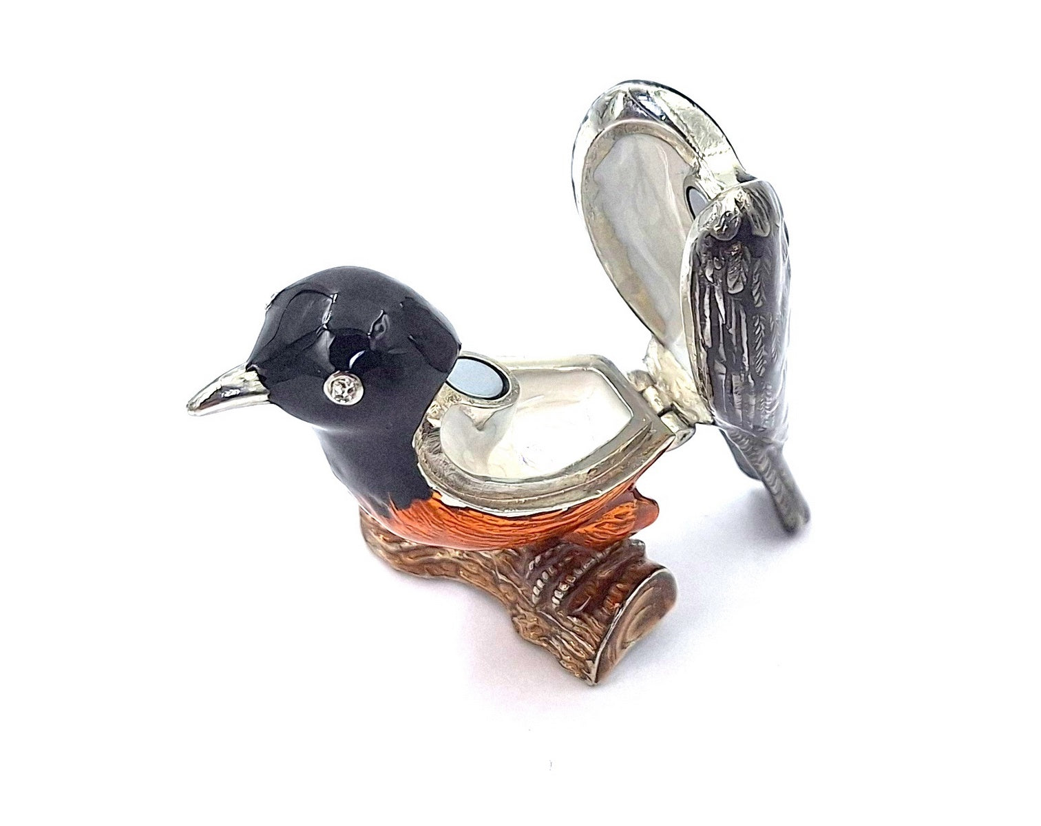 Außergewöhnliches kleines Metallkästchen, mit Kristallen verziert - Vogel - B0192-02