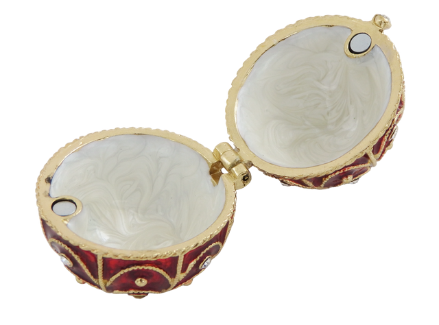 Exklusive kleine Metallschatulle mit Kristallen - Fabergé-Ei - B0748-17 RD