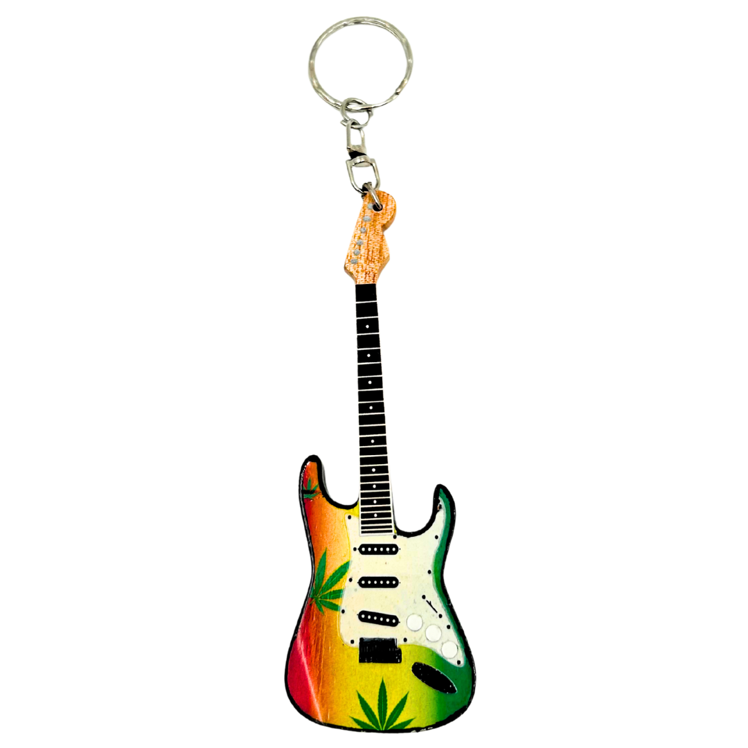 Schlüsselanhänger Gitarre im Stil von Bob Marley Reggae-Gadget - EGK-0641