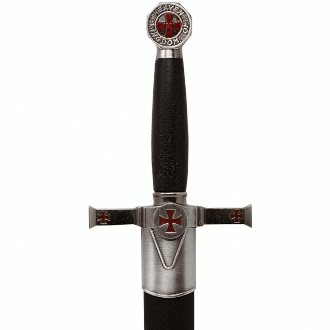 Decorative Templar Dagger with Scabbard and Engraving - Stainless Steel Replica, 40 cm