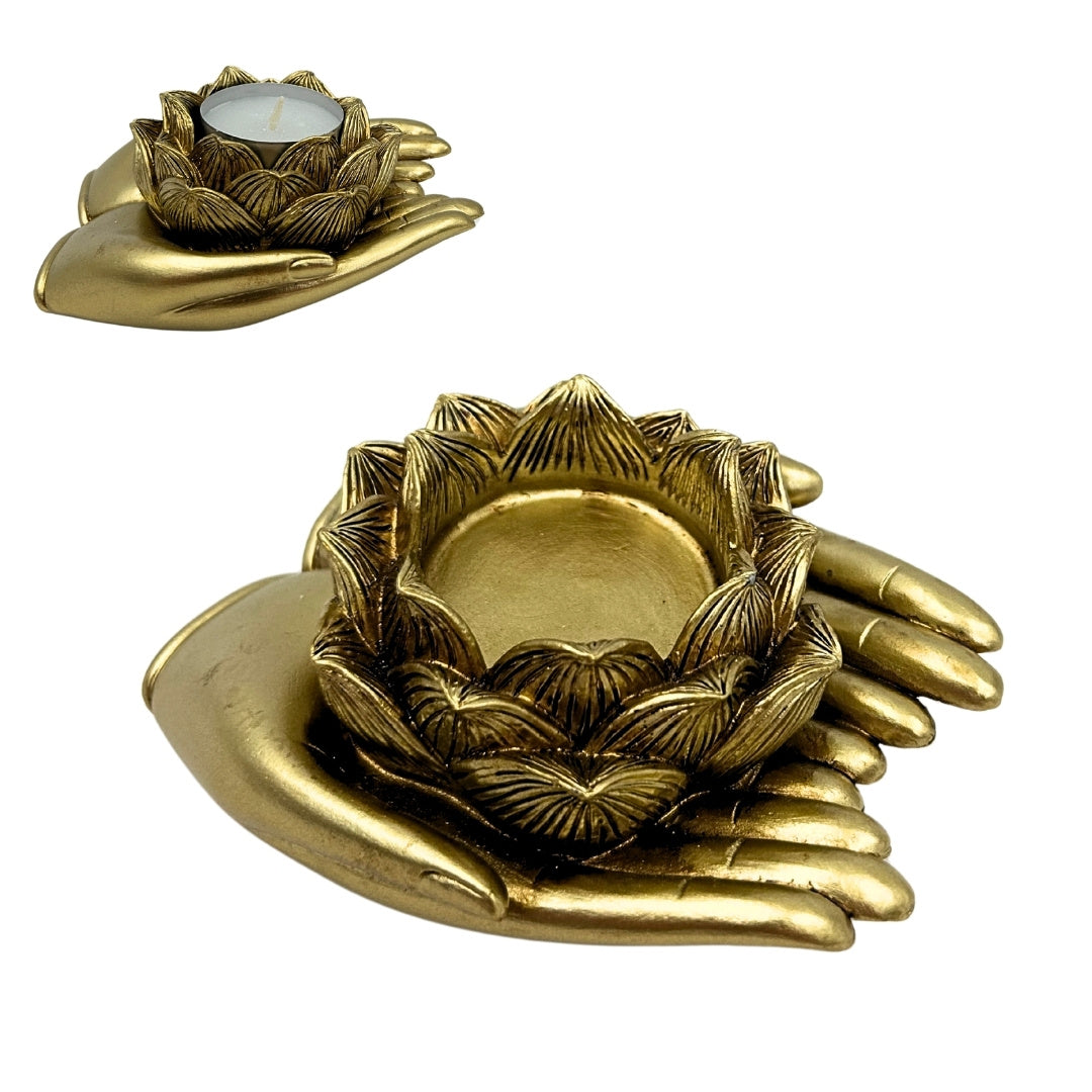 Goldener Glamour-Teelichthalter – Hand – 311FJZ