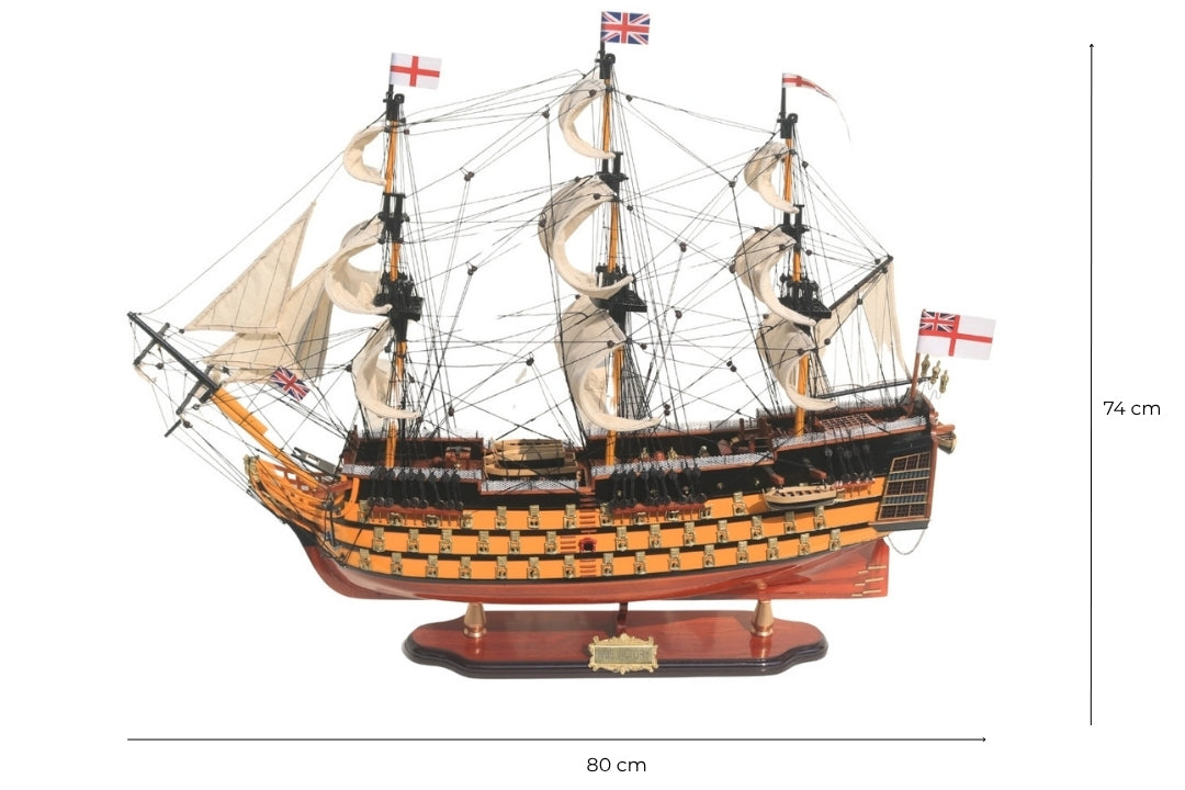 Segelschiffmodell HMS Victory 80cm, montiert, mit Möglichkeit zur Personalisierung durch Gravur - exklusive Geschenkdekoration, handgefertigt aus exotischem Holz, hohe Qualität und Liebe zum Detail