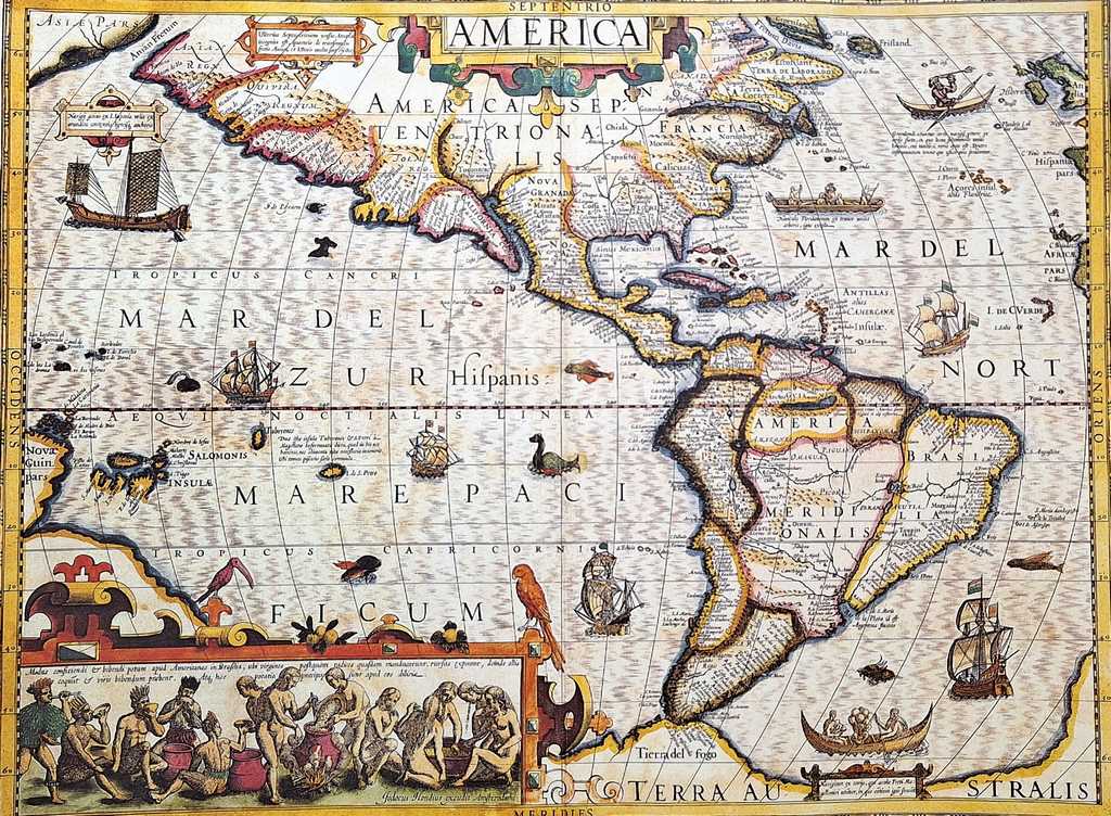 Karte von Amerika 1628 - J. Hondius Reprint - M1628