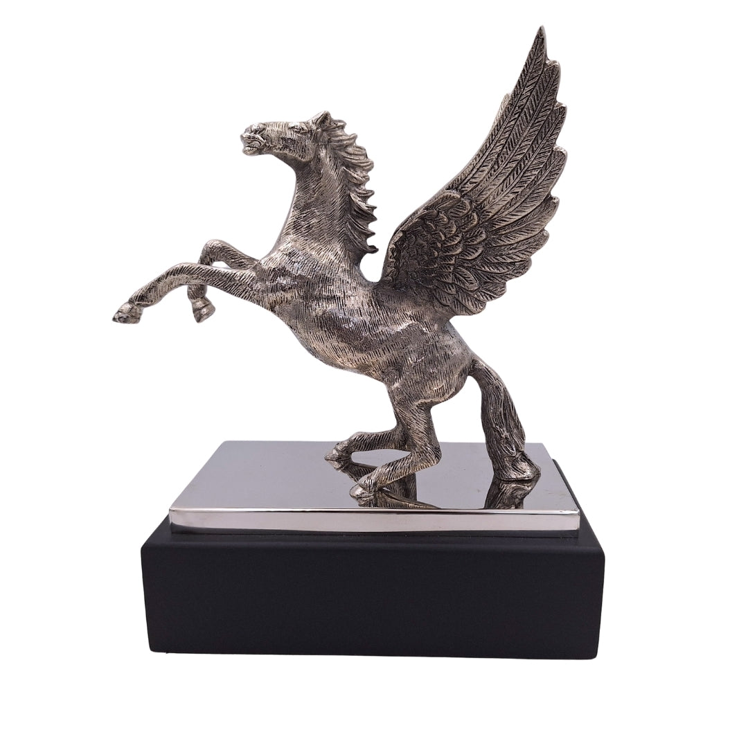 Pegasus - dekorative Aluminiumfigur auf Stahl-Holz-Sockel - NI9935