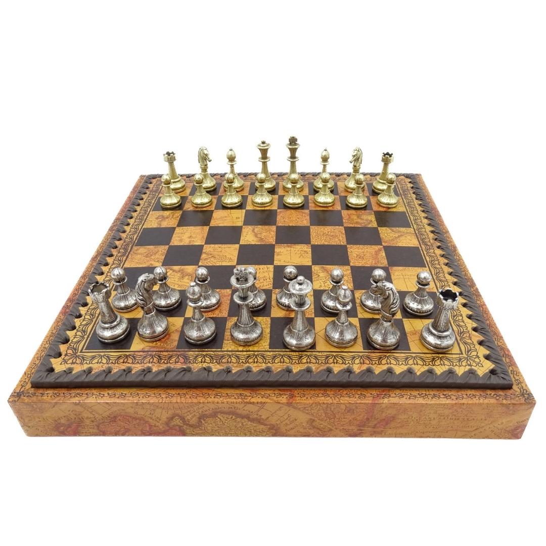Exklusive Metall-Schachfiguren Italfama 28x28 cm – N035