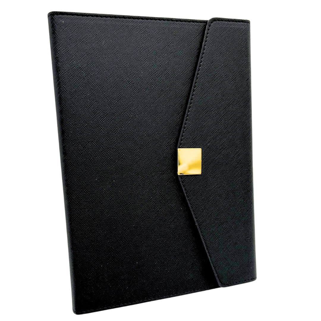 Elegantes Premium-Geschenkset – A5-Notizbuch mit Kugelschreiber und 16GB-USB-Stick in Box – Schwarz-Gold – EE9