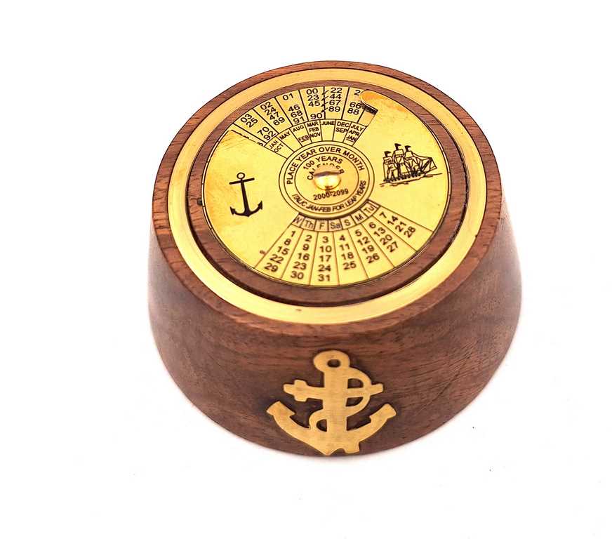 Ewiger Kalender aus Messing und Holz – Briefbeschwerer - NI1415
