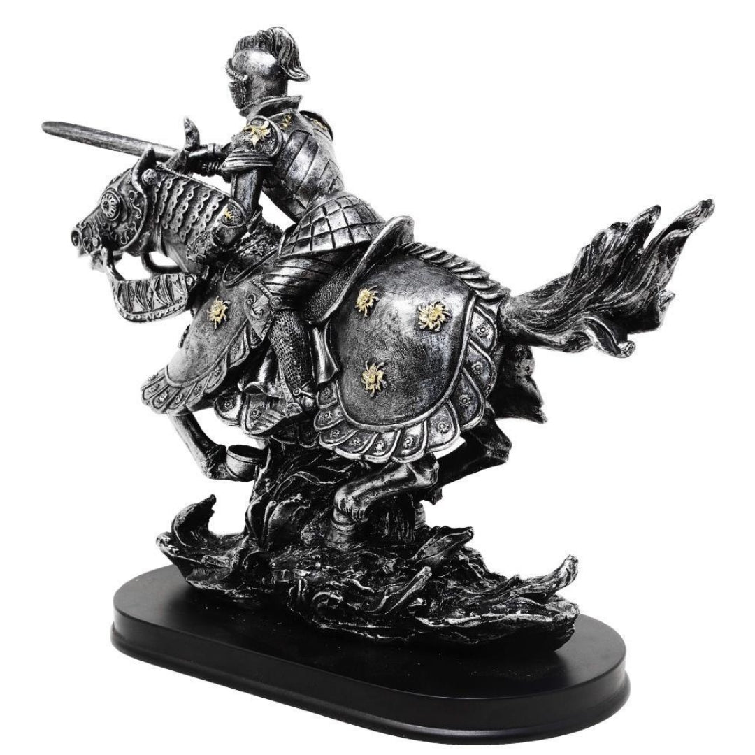 Figur Ritter auf Pferd 31cm – Polyresin, handbemalt – MC-23152