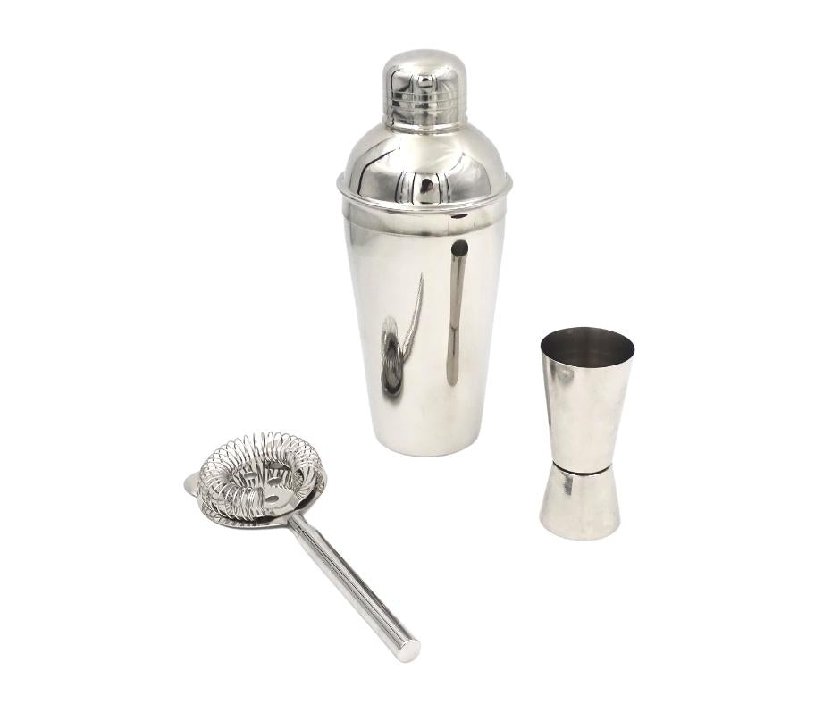 Barkeeper-Set – 3-teilig Shaker Jigger Strainer - BS48171