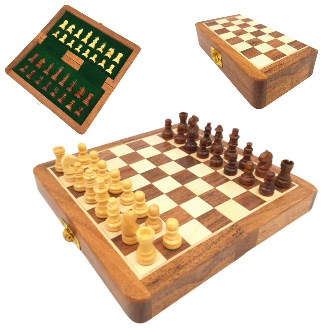 Magnetisches Holzschach 17x17cm - Klappbar - DNU-025