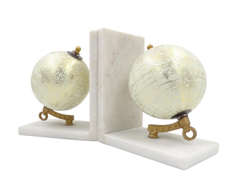 Serre-livres en marbre Globes GLB-85 avec gravure