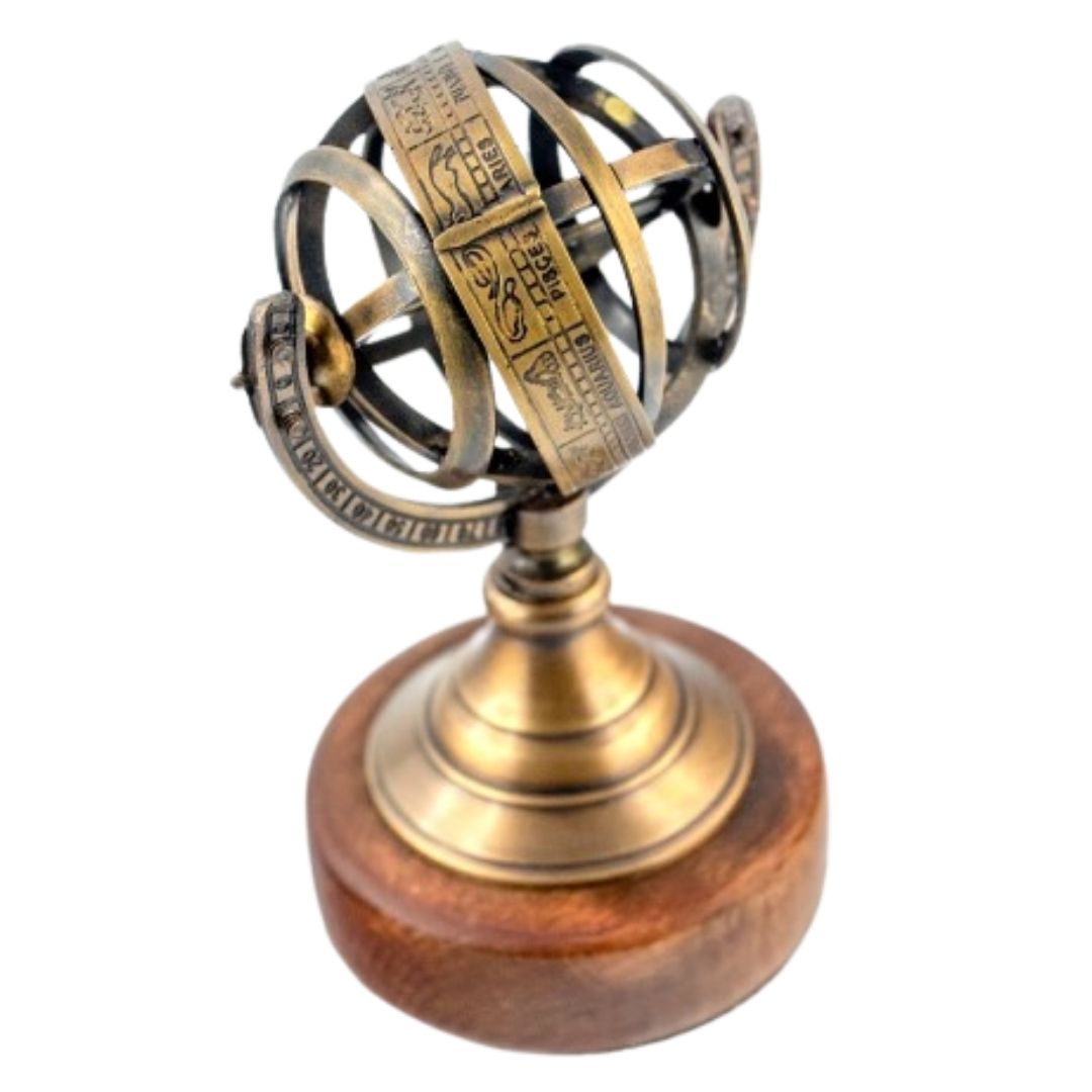 Astrolabe sphérique en laiton 13cm, personnalisable par gravure