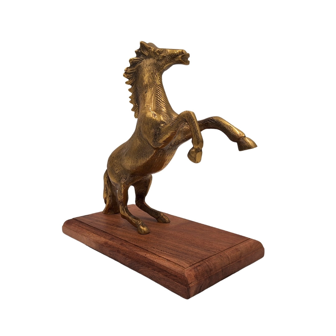 Pferd - Aluminiumfigur auf Holzsockel - NI9537