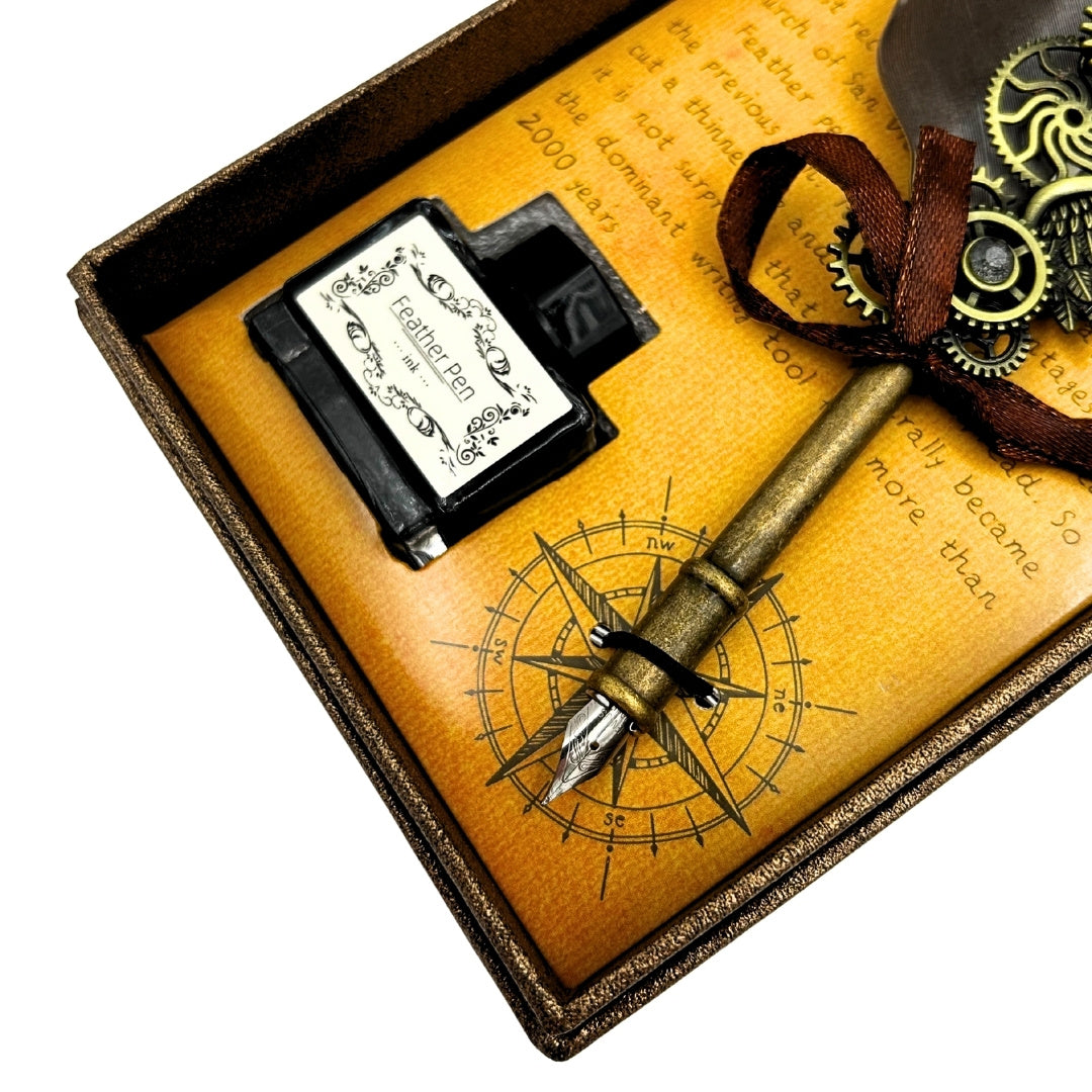 Retro-Kalligrafie-Set mit Vintage-Gänsefeder 6 Federspitzen Tinte Geschenk – EE5